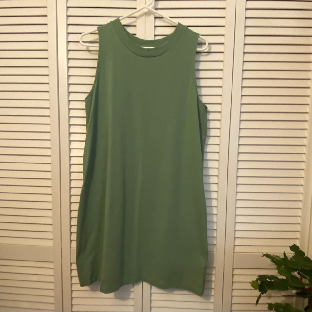 A New Day Sage Green Cotton Sleeveless Mock Turtleneck Dress Tunic size Large